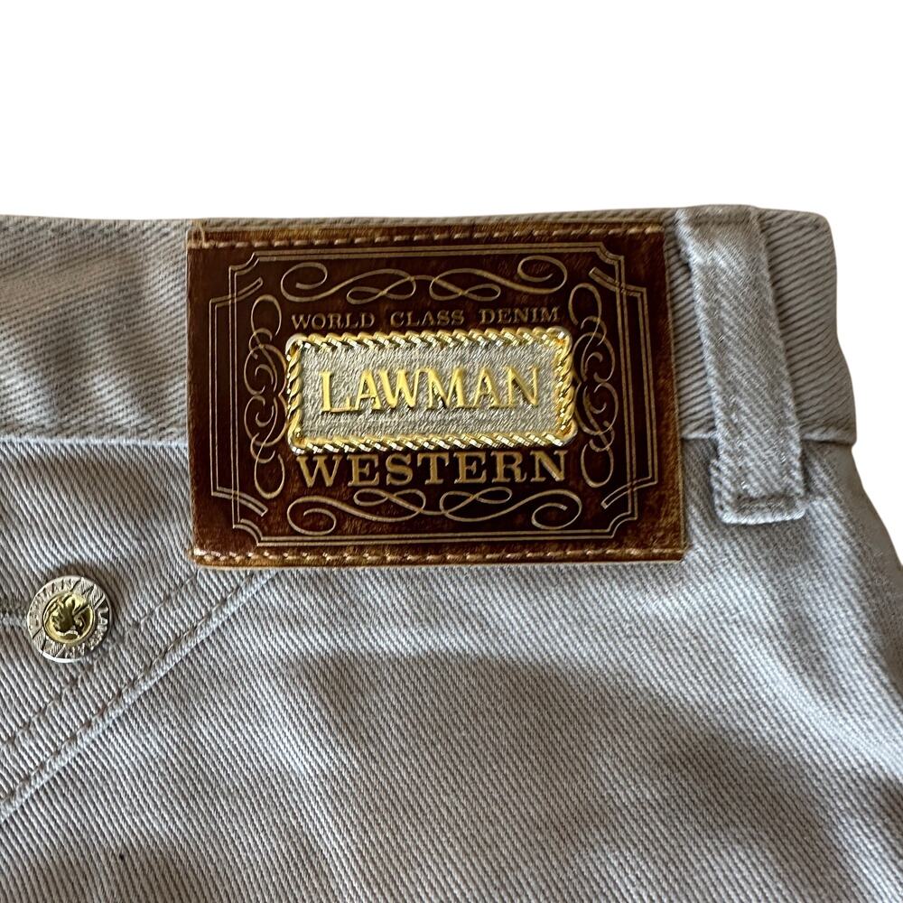 Lawman Khaki High Waisted Baggy Jeans Western Tapered Rigid Long Vintage 90s - Picture 4 of 7